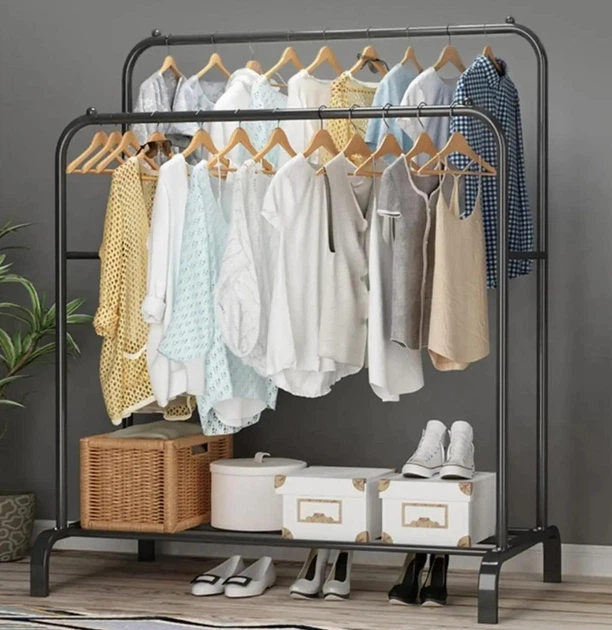 Напольная стойка-вешалка для одежды Multipurpose Hanger с полкой для обуви металлическая черная 152 см - Фото 2 Напольная стойка-вешалка для одежды Multipurpose Hanger с полкой для обуви металлическая черная 152 см - изображение 2