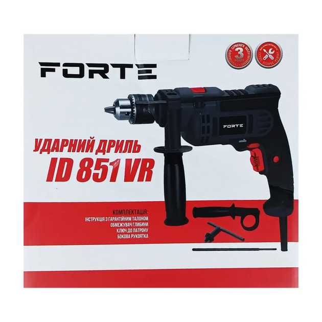 Ударная дрель Forte ID 851 VR 850 - Фото 6 Ударная дрель Forte ID 851 VR 850 - изображение 6