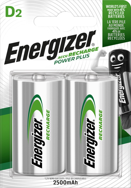 Akumulatorki Energizer Recharge Power Plus Ni-MH D 1.2 V 2 szt (7638900138757) - obraz 1