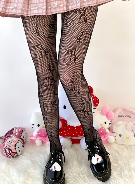 Колготки Hello Kitty чорні в сітку безрозмірні one size Korni (SVS) - Фото 5 Колготки Hello Kitty чорні в сітку безрозмірні one size Korni (SVS) - зображення 5