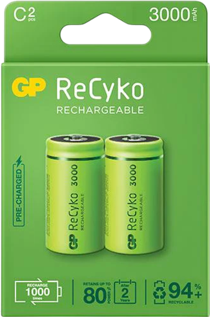 Akumulatory GP ReCyko NiMH C 3000 mAh 2 szt (GPRHC30CB025) - obraz 1