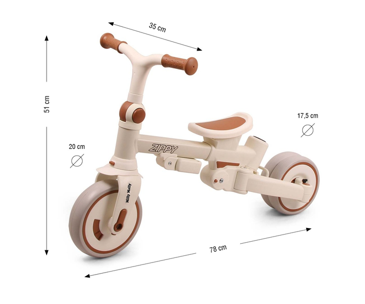 Rowerek trójkołowy Milly Mally Zippy Beige 6378 (5907090700429) - obraz 13