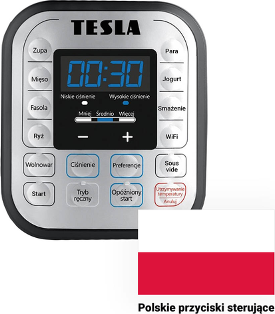 Мультиварка з функцією су вид і фритюрницею без олії Tesla EliteCook K70 WiFi Duo (EPCKK70WDSLRPL) - зображення 6