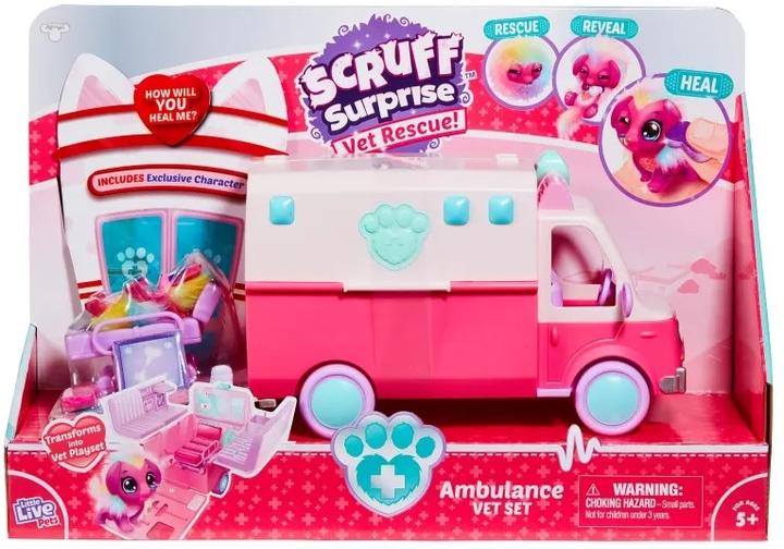 Набір іграшок Moose Toys Little Rescue Scruff-a-luvs Ambulance SCR-30182 (5713396301822) - зображення 1