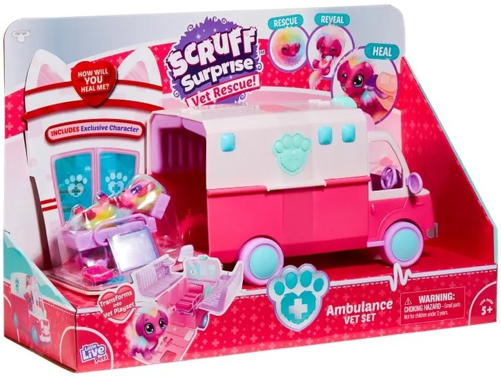 Набір іграшок Moose Toys Little Rescue Scruff-a-luvs Ambulance SCR-30182 (5713396301822) - зображення 2