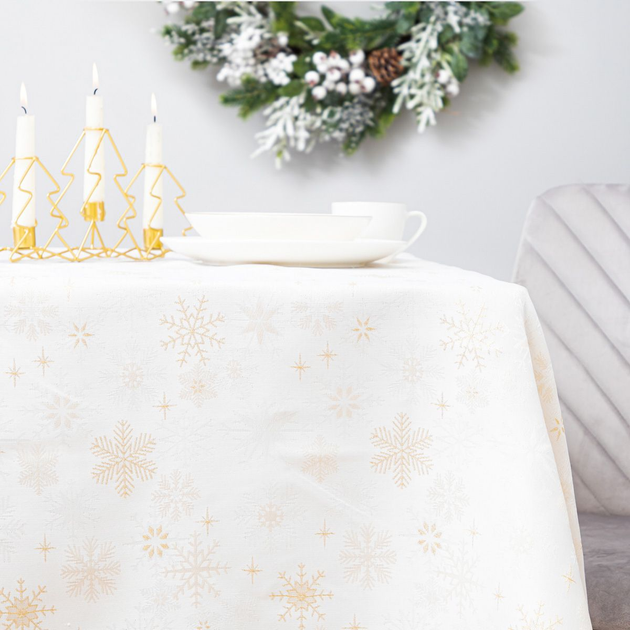 Obrus Homla Winter Glam Gold Snow w śnieżynki Biały 130 x 180 cm (5902869978795) - obraz 5