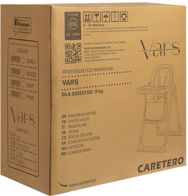 Krzesełko do karmienia Caretero Vars Grey (5908310398204) - obraz 11