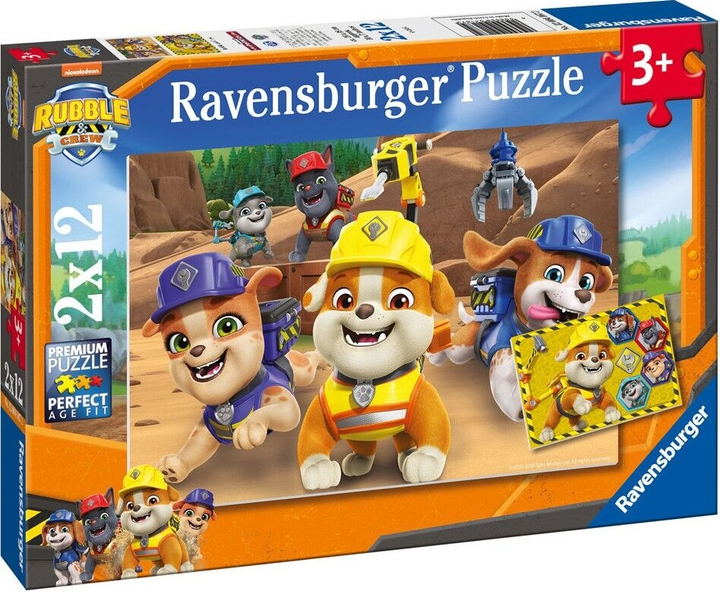 Пазл Ravensburger Psy Patrol Рубл і його команда 2 x 12 елементів 12004167 (4005555041672) - зображення 2
