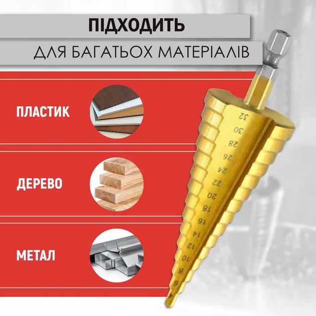 Набор сверл по металлу ступенчатых UKC с титановым покрытием 6в1 + Кейс - изображение 4