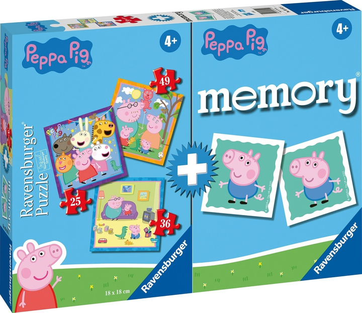 Пазл Ravensburger 3в1 Свинка Пеппа + Memory 25/36/49 елементів 3152 (4005556031528) - зображення 2