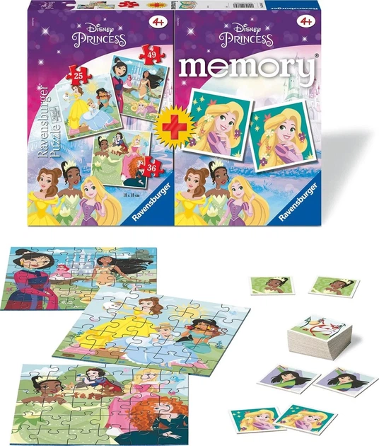 Пазл Ravensburger 3в1 Принцеси Діснея + Memory 25/36/49 елементів 20864 (4005556208647) - зображення 2