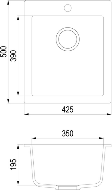 Zlew kuchenny granitowy Helika Simplex SQS100-601W - obraz 2