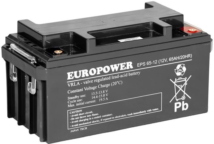 Акумуляторна батарея EuroPower EPS 12V 65Ah (EPS 65-12) - зображення 1
