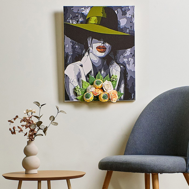 Набір для розпису та ліплення Ідейка Жінка в капелюсі 30х40 см KHO8358 (4820199479076) - зображення 4