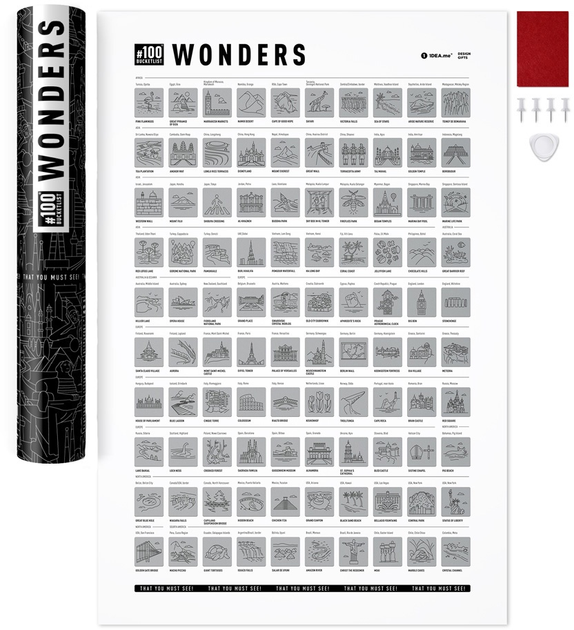 Plakat-zdrapka 1DEA.me #100 BucketList Wonders 100W (4820191130876) - obraz 1
