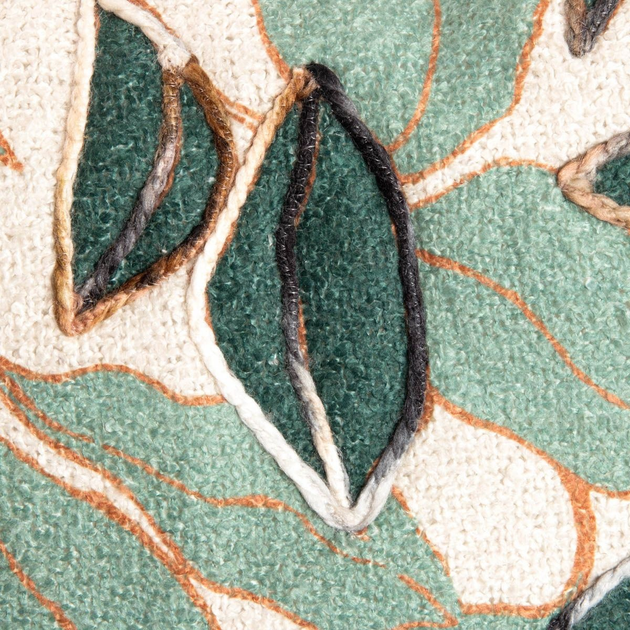 Poszewka Homla Ragna wyszywana w liście z frędzlami Beżowa z zielonym 45 x 45 cm (5904183854953) - obraz 2