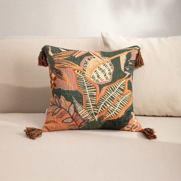 Poszewka Homla Naila w wyszywane kwiaty i liście Zielona 45 x 45 cm (5904183854809) - obraz 6