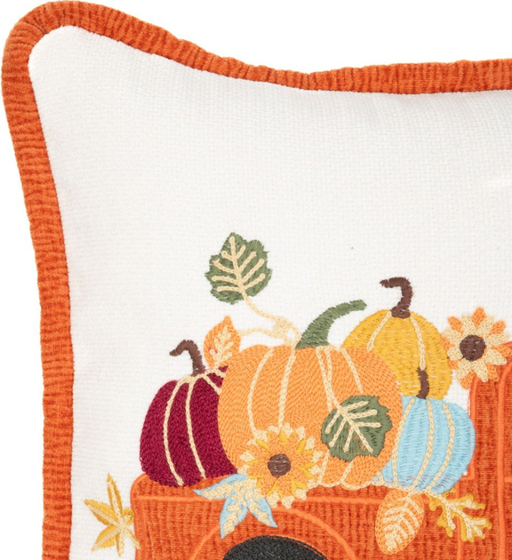 Poszewka Homla Bihar z haftowanym autem z dyniami Beżowa 45 x 45 cm (5906496704765) - obraz 3