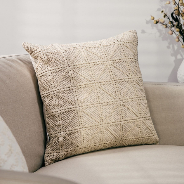 Poszewka Homla Crochet ecru z szydełkowym wzorem Beżowa 45 x 45 cm (5906496734243) - obraz 5