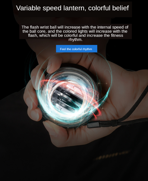 Тренажер гироскопический для кистей рук Gyro Ball Fiyozi LED PRO W5D-B. Кистевой тренажер / Гиробол / Эспандер - изображение 4