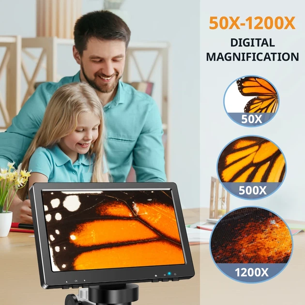 Микроскоп цифровой электронный 1200X с монитором 7", штатив, ДУ для наблюдения, пайки AD45 - изображение 5