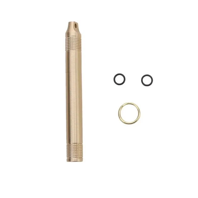 Латунная капсула-таблетница брелок контейнер тайник 95мм, герметичный водонепроницаемый брелок для ключей GT50 - изображение 2