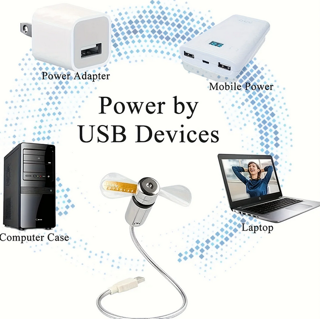 Компактный USB вентилятор с часами и гибкой ножкой — мини вентилятор для ноутбука, ПК, павербанка - изображение 2