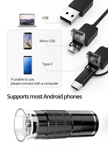 Микроскоп электронный цифровой USB 1000Х для телефона, смартфона, ПК, пайки, наблюдения WE091 - изображение 3