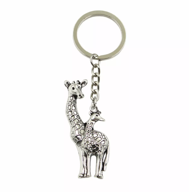 Брелок металлический для ключей, сумок, рюкзаков "Жирафы / Giraffe" Серебристый - Фото 1 Брелок металлический для ключей, сумок, рюкзаков "Жирафы / Giraffe" Серебристый - изображение 1