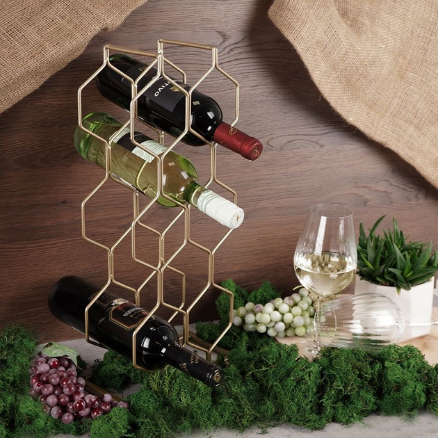 Підставка для вина Trends 4 You на 8 пляшок металева Золотий  23 x 48 см (5904316404437) - зображення 7
