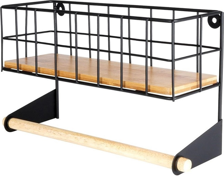 Тримач для паперових рушників Vilde з полицею металевий чорний 32 x 10 x 18 см (5904316422936) - зображення 1