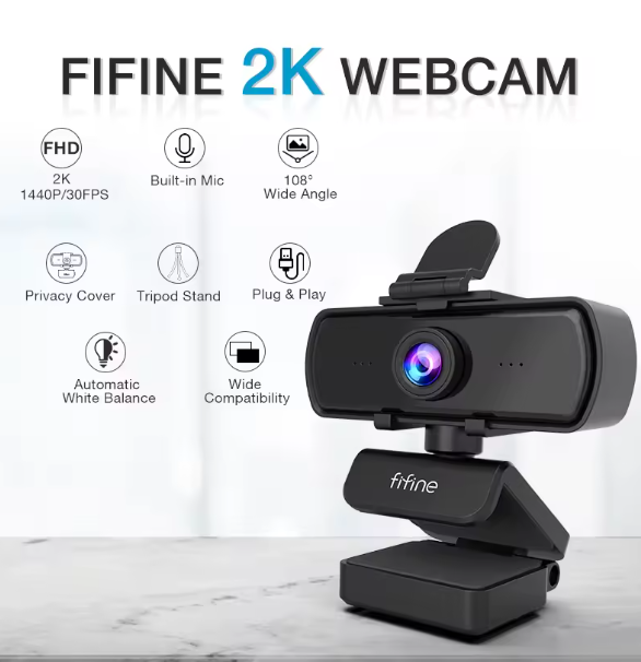 Веб камера Fifine K420 для компьютера с микрофоном и штативом треногой - изображение 2
