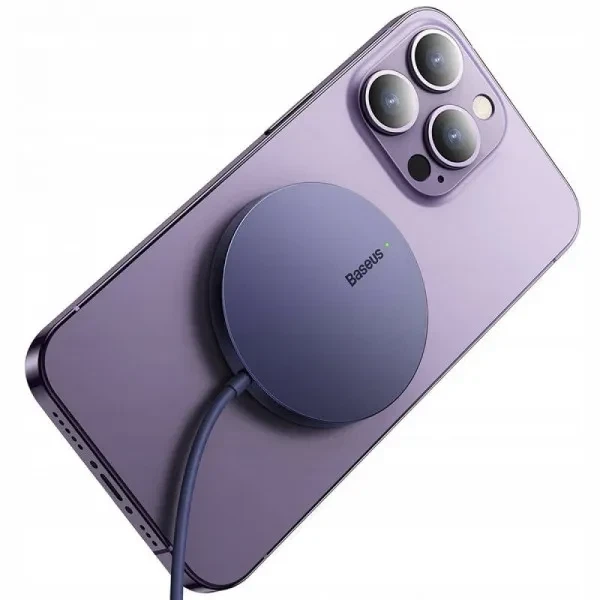 Беспроводное Зарядное Устройство Baseus Simple Mini3 Magnetic Wireless Charger 15W purple - изображение 4