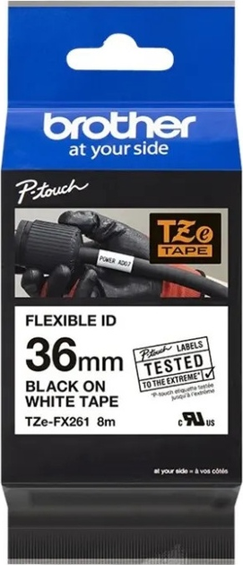 Стрічка для етикеток Brother TZe-FX261 36 мм x 8 м Black/White (TZE-FX-261) - зображення 1