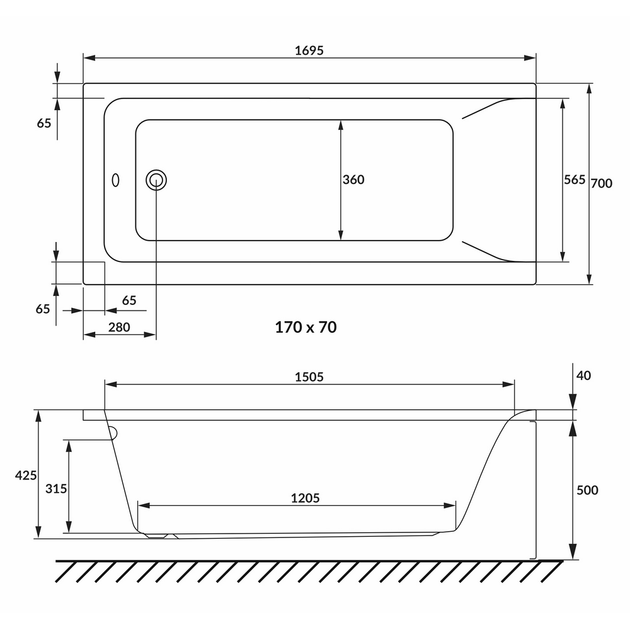 Ванна акриловая VOLLE SOLO 170x70 1210.001770 - изображение 2