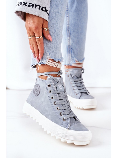 Жіночі кеди високі Big Star EE274115 38 Світло-блакитні (5900714132613) (955555909990523) - Уцінка - зображення 3