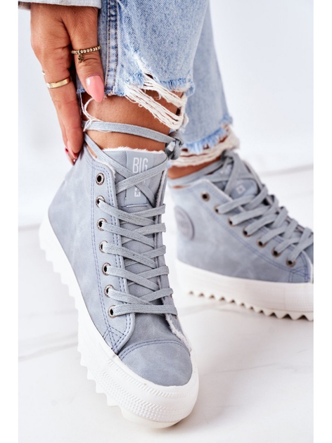 Жіночі кеди високі Big Star EE274115 38 Світло-блакитні (5900714132613) (955555909990523) - Уцінка - зображення 4