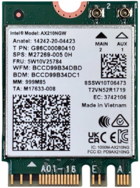 Мережева карта Intel Wi-Fi 6E AX210 M.2 2230 (AX210.NGWG.NV) (955555913300966) - Уцінка - зображення 2