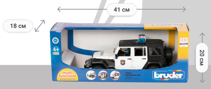 Zabawka Bruder Jeep Wrangler Unlimited Rubicon Police z figurką policjanta (02526) (955555911132510) - Outlet - obraz 3