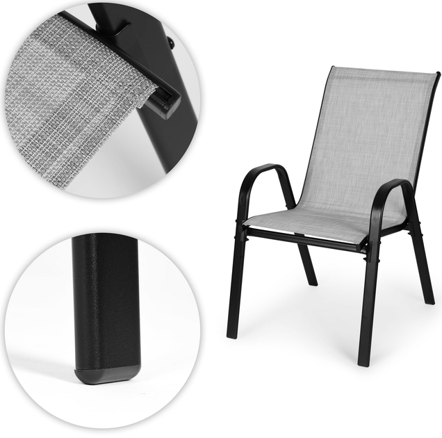 Набір садових стільців ModernHome by Multistore SC-092KD Light Gray 4 шт (5905817004881) (955555912985510) - Уцінка - зображення 6