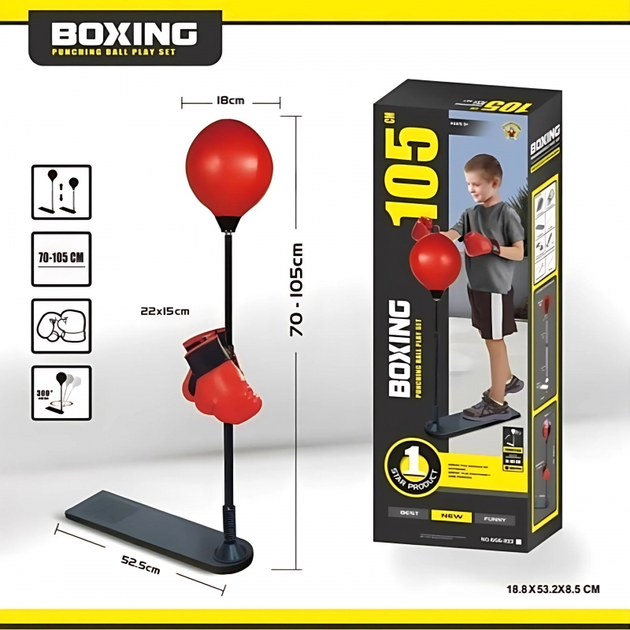 Боксерський набір Woopie Регульована груша 70-105 см (5906280654078) - зображення 3