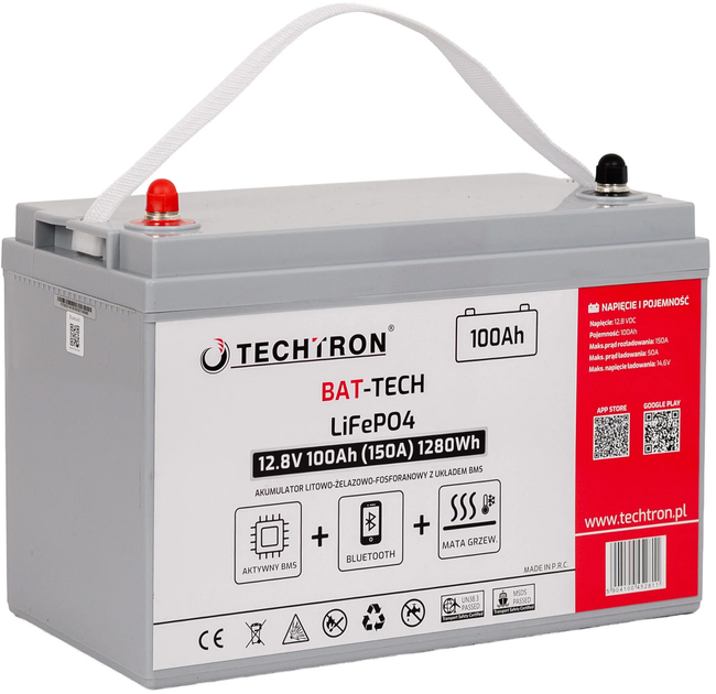 Акумуляторна батарея TECHTRON LiFePO4 12.8V 100Ah (5904100452811) - зображення 1
