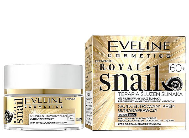 Ультравосстанавливающий крем-концентрат для лица муцином улиток Eveline Cosmetics Royal Snail 60+ - Фото 1 Ультравосстанавливающий крем-концентрат для лица муцином улиток Eveline Cosmetics Royal Snail 60+ - изображение 1