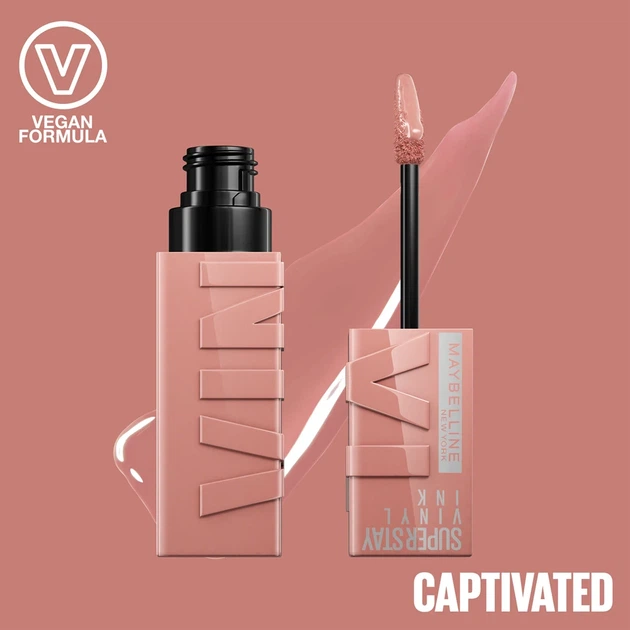 Maybelline SuperStay Vinyl Ink Стійка рідка помада для губ із глянсовим фінішем No 95 "Captivated" - Фото 2 Maybelline SuperStay Vinyl Ink Стійка рідка помада для губ із глянсовим фінішем No 95 "Captivated" - зображення 2