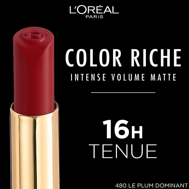 L'Oreal Paris Color Riche Intense Volume Matte Матова помада для губ № 480 "Plum Dominant" - Фото 5 L'Oreal Paris Color Riche Intense Volume Matte Матова помада для губ № 480 "Plum Dominant" - изображение 5