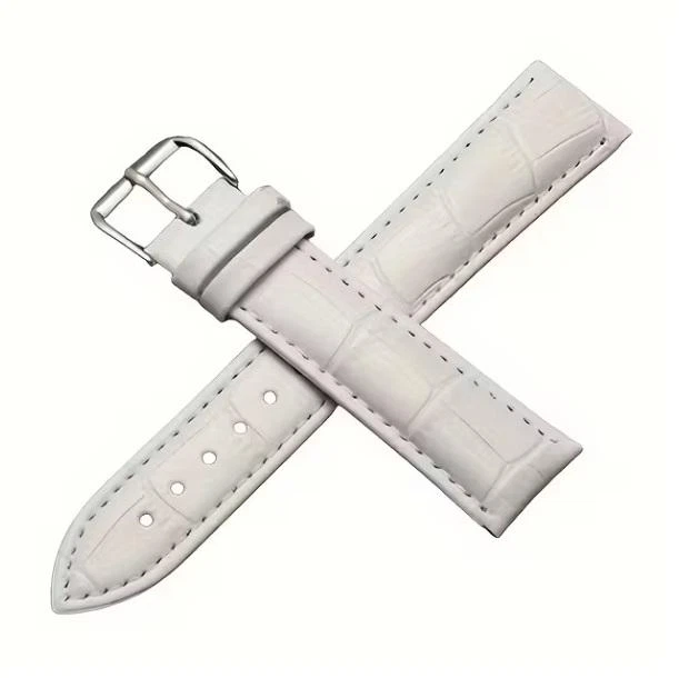 Женский ремешок для часов 20 мм White Croco Premium — натуральная кожа, белый, под крокодила - Фото 1 Женский ремешок для часов 20 мм White Croco Premium — натуральная кожа, белый, под крокодила - изображение 1