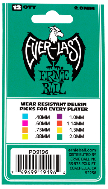 Медиаторы Ernie Ball 9196 Everlast Delrin Player's Pack 2.0 mm (12 шт.) - изображение 2