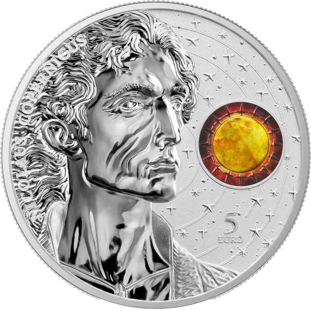 Серебряная монета с позолотой Мальты Коперник 2023 от Germania Mint - изображение 4