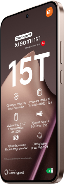 Smartfon Xiaomi 15T 12/512GB Rose Gold (MZB0KYMEU) - obraz 4