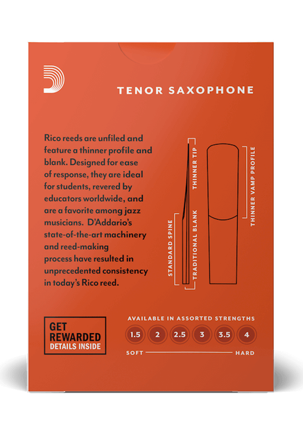 Трость для саксофона тенор D'Addario Rico RKA0130 - Tenor Sax #3.0 - 1 шт. (1 шт.) - изображение 3